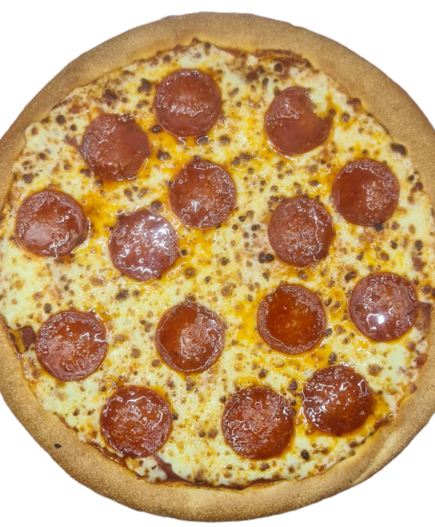 Freshly baked pepperoni pizza from Beddau Charcoal Grill